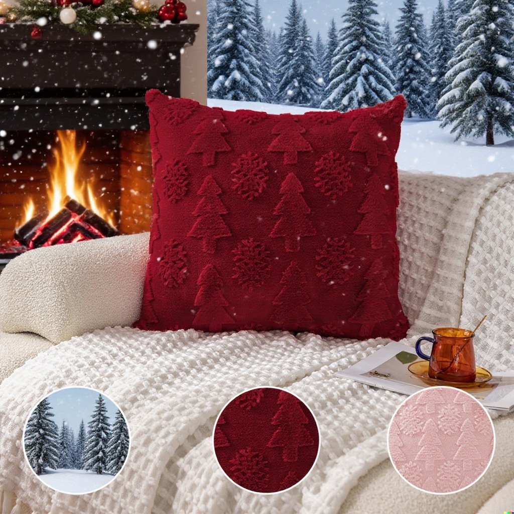 純色毛絨聖誕樹抱枕套展示圖
