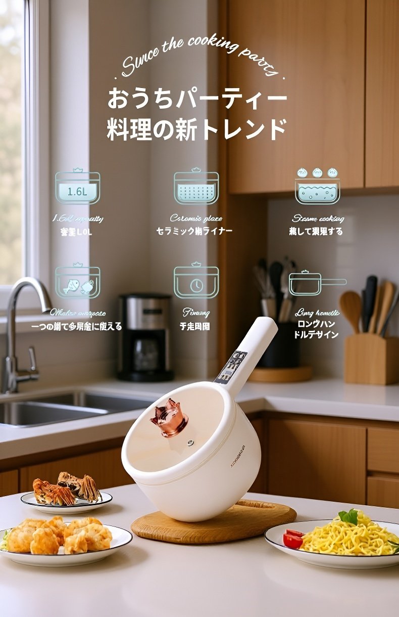 ワンタッチ操作ができるスマート電気鍋