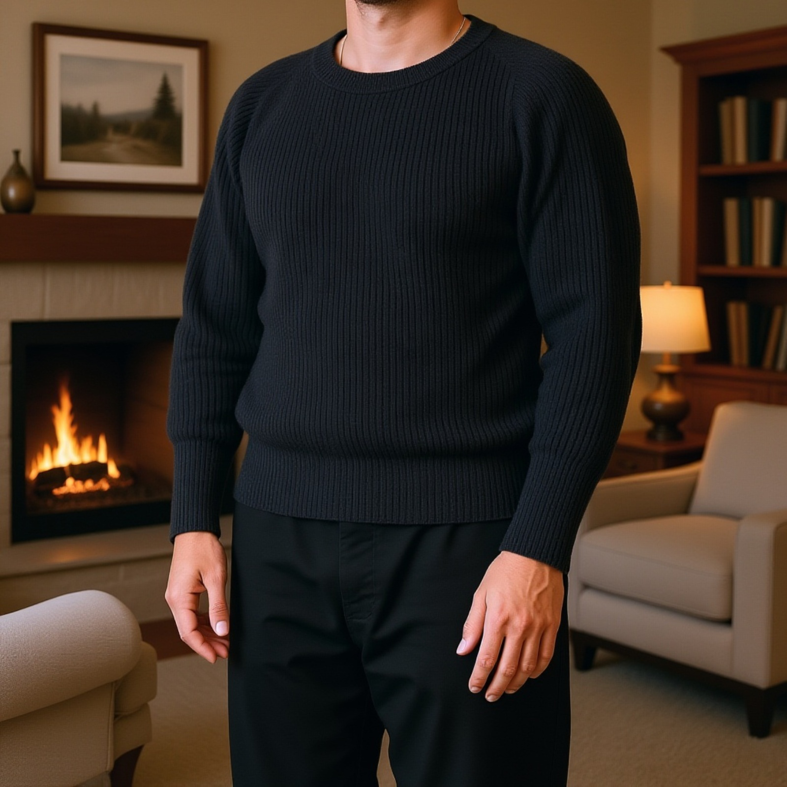 無地デザインのシンプルセーター商品写真