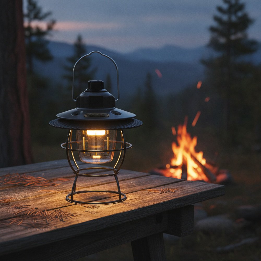 Lámpara de tienda retro recargable para exteriores, luz LED ambiental para camping