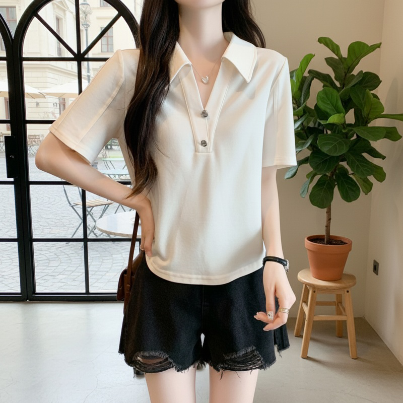 뚱 Mm 여름 반팔 티 빅 사이즈 모던 배꼽커버 루즈핏 블라우스 반팔 티