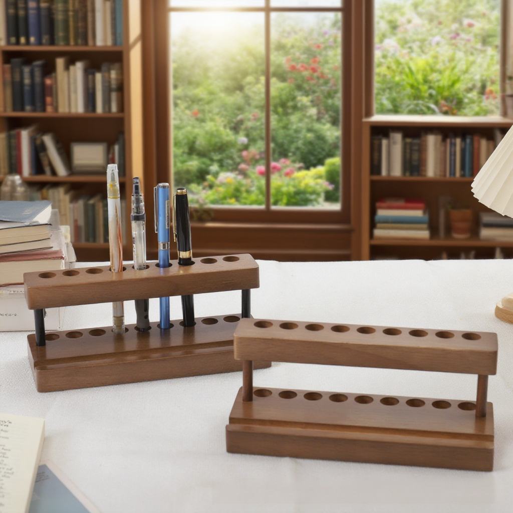 高級無垢材ペンホルダーの底面と仕上げ