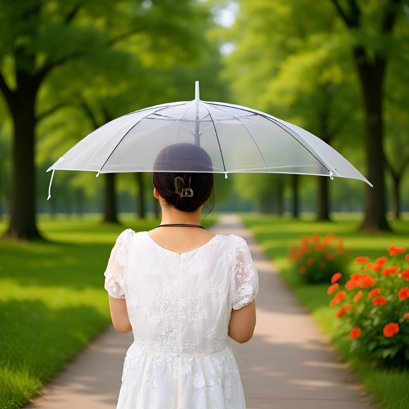 Transparent long-handled umbrella