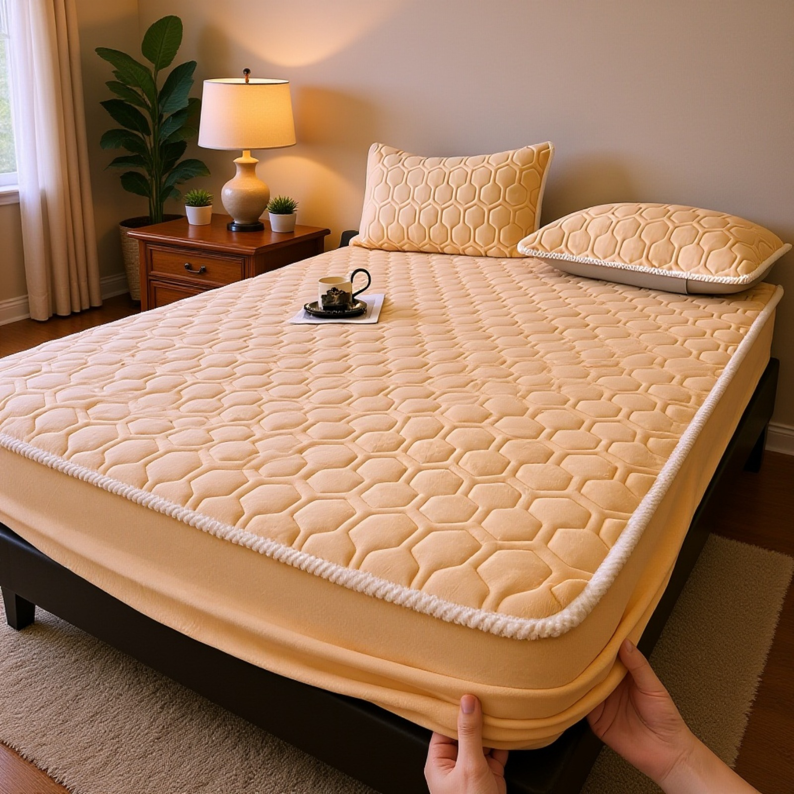 싱글/더블 침대용 푹신하고 두껍고 무게감 있는 겨울용 매트리스. 3중 열 구조