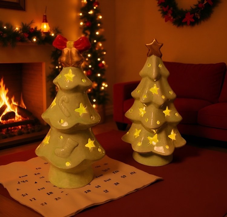 シンプル北欧風光るクリスマスツリーの全体画像