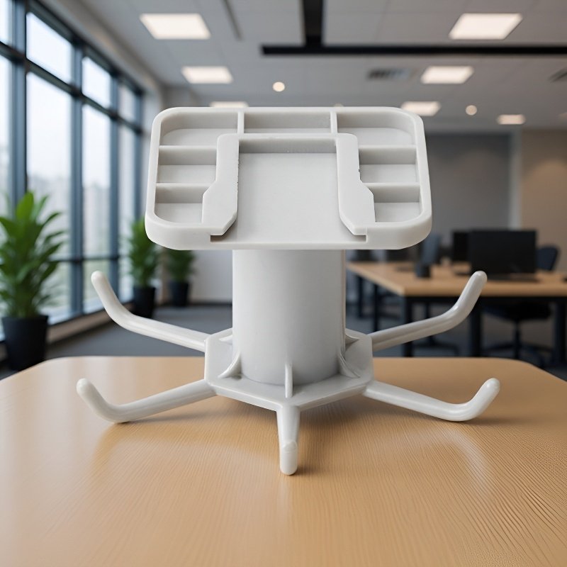 Detalle de ganchos en estante superior de cocina