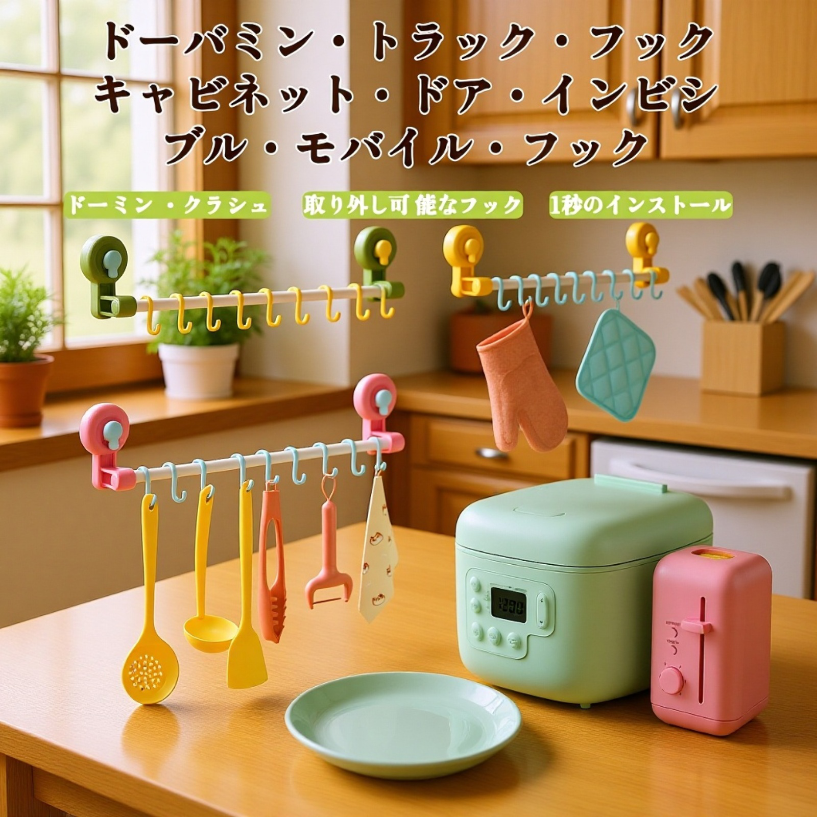 壁掛け用滑り可能な吸盤フック 多機能フック 家庭用