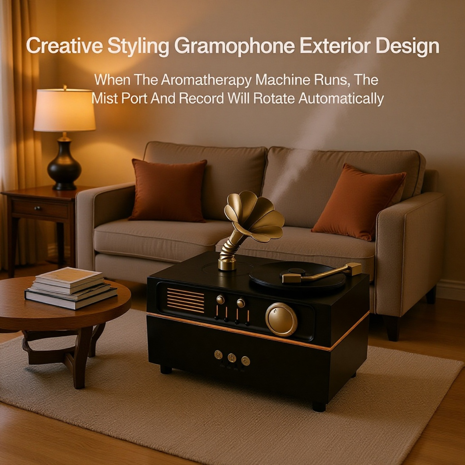 Multifunctional Retro Gramophone Humidifier – Three Speeds, Remote Controlled