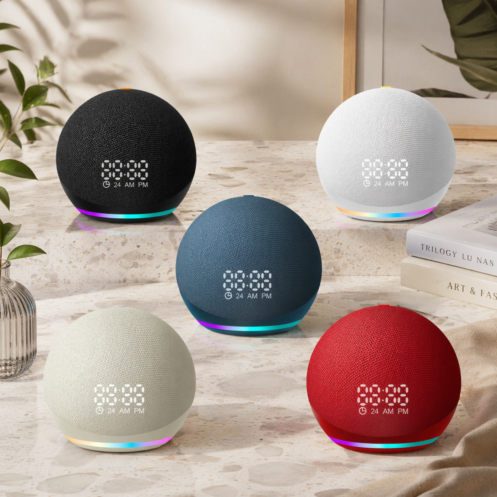 Cross-border best-selling alaxe clock Bluetooth speaker, fabric mini speaker with heavy subwoofer, d