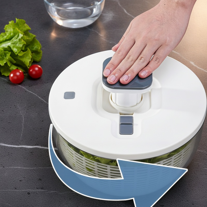 Hilandero Manual de verduras tipo empuje, cesta de drenaje de comida para ensalada de frutas, deshid