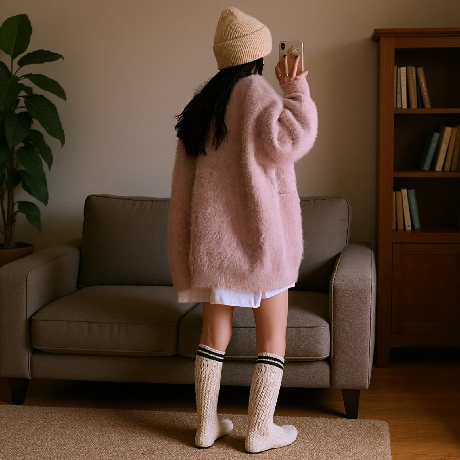 ファッショナブルで柔らかく着心地の良いレディースセーターカーディガン、新しい秋冬スタイル、ゆったりとしたゆったりとした、優しいフェイクミンクニットカーディガン。