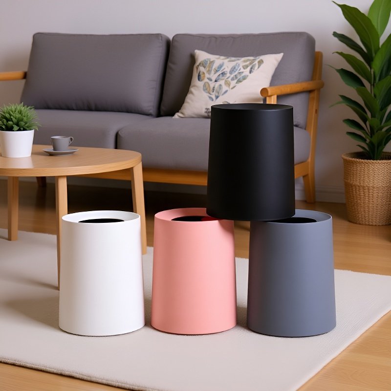 Gran papelera sin tapa para sala de estar doméstica