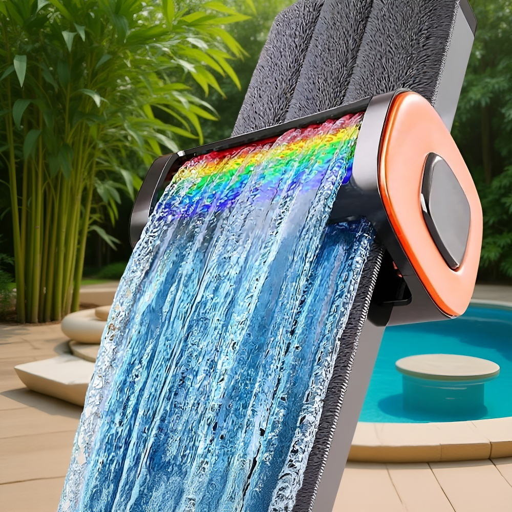 Rotating flat mop with self-cleaning bucket