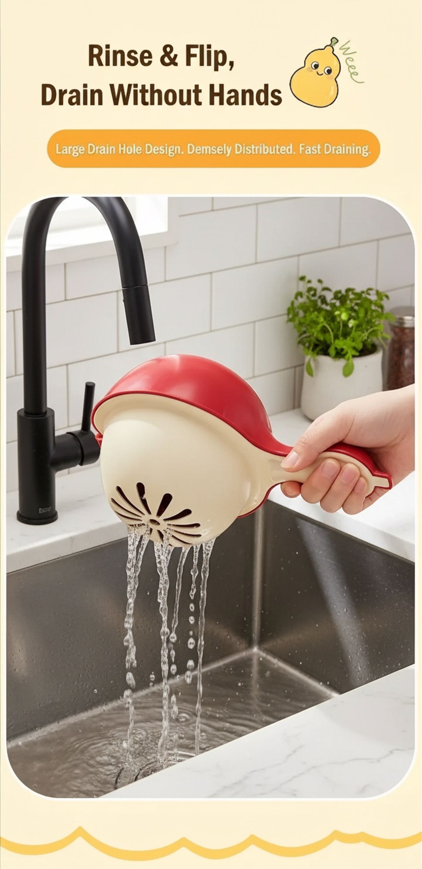 Durable Multifunctional Drain Basket for Food Prep