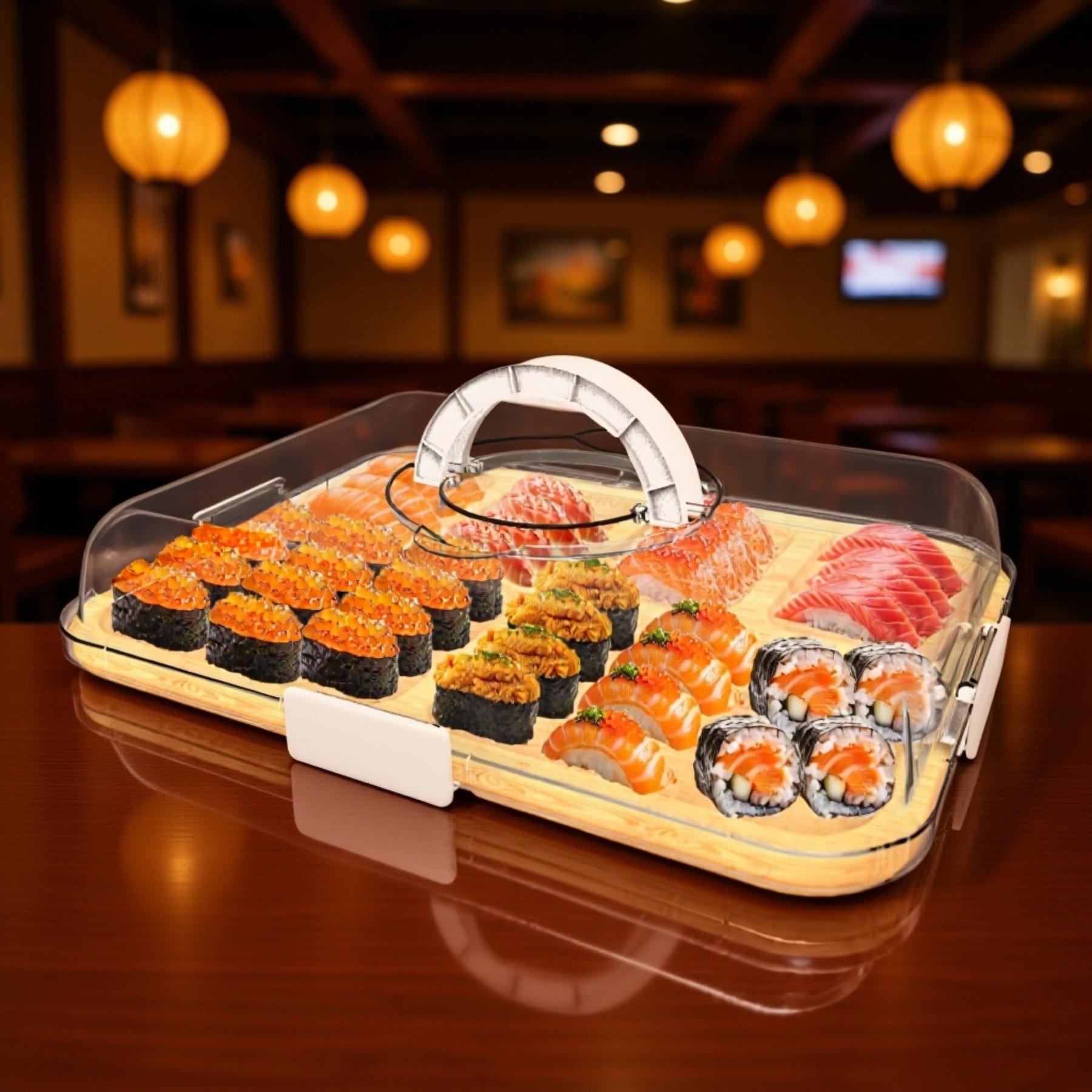 투명 커버가 있는 나무 팔레트