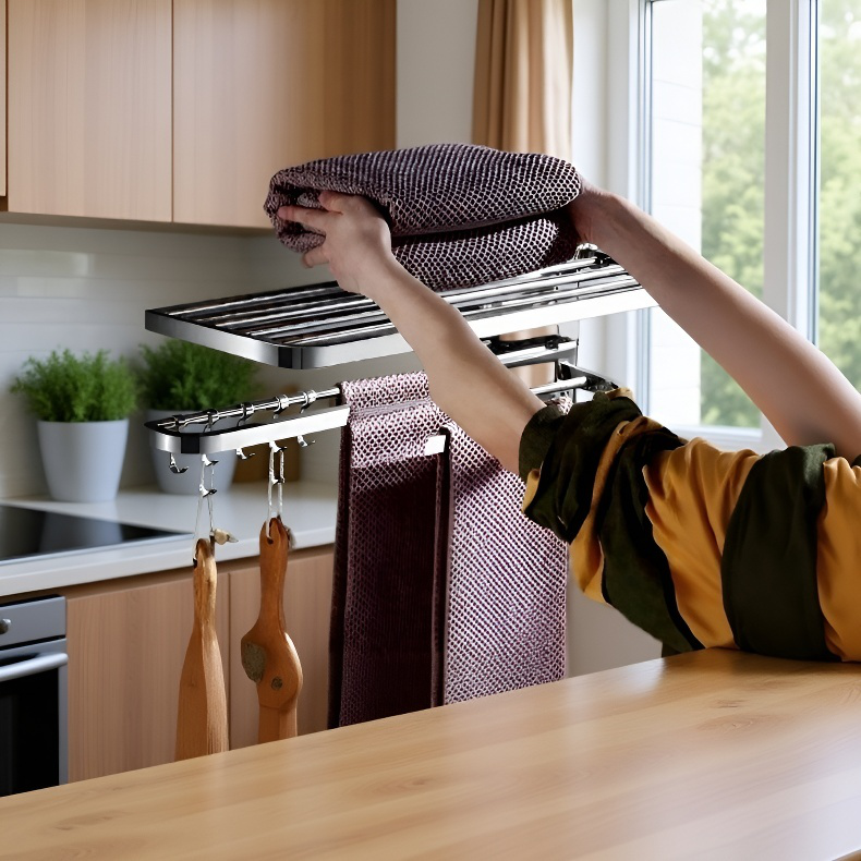 Durable stainless steel towel holder with multiple bars
