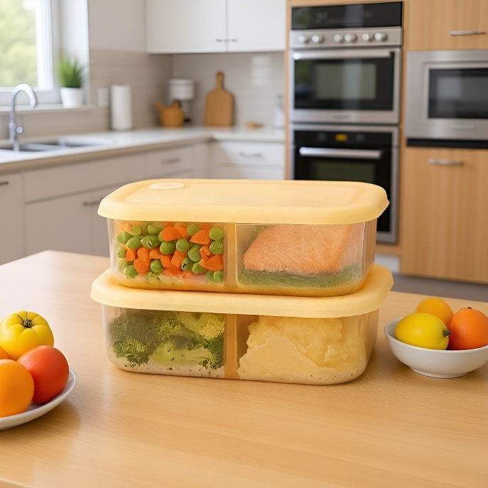 Silikon-Lunchbox mit mehreren Fächern, geeignet für heiße und kalte Speisen