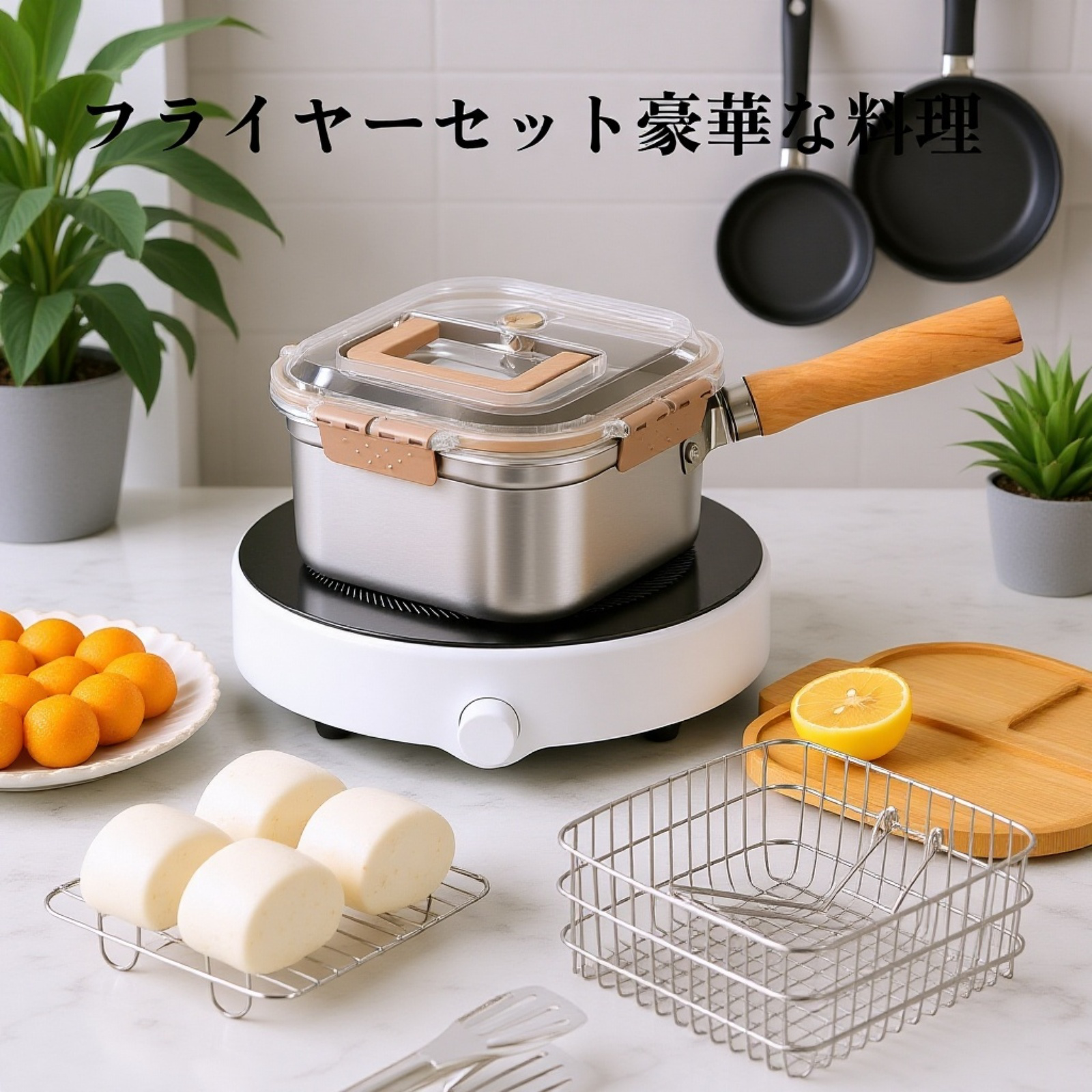 ステンレス製角型フライ鍋 天ぷら鍋 ラーメン鍋