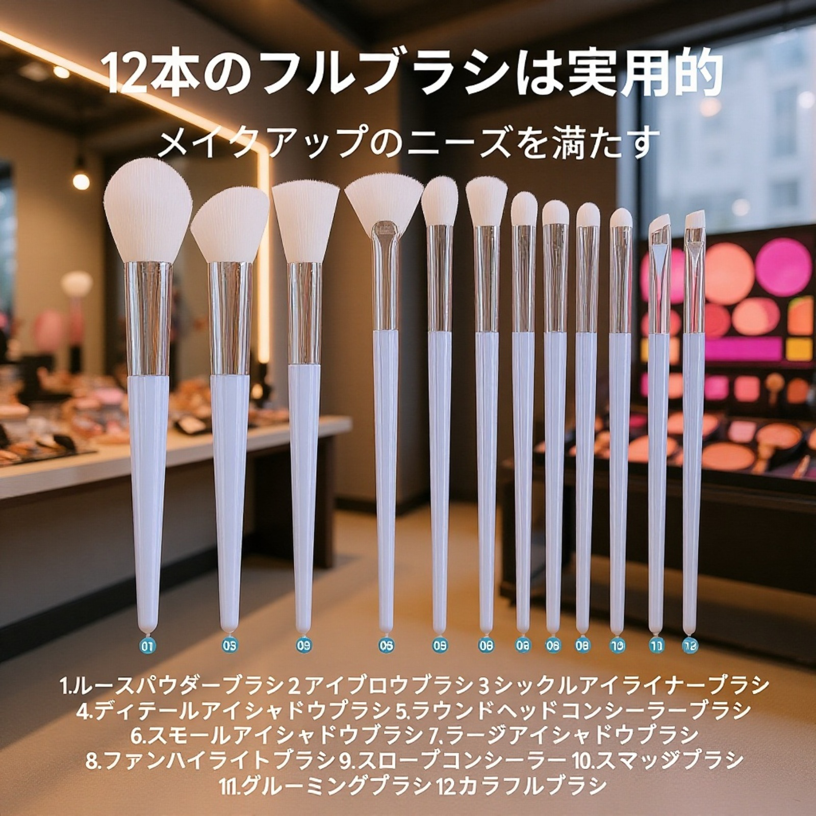 12本メイクブラシセット ソフト毛アイシャドウブラシ＆チークブラシ化粧ツール