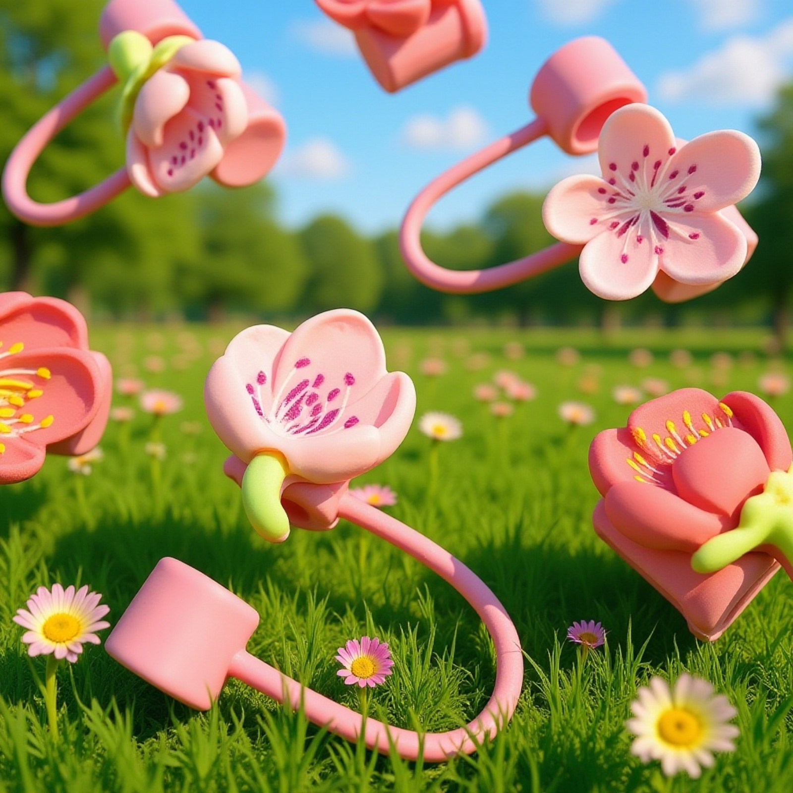 桜柄シリコンストローケース