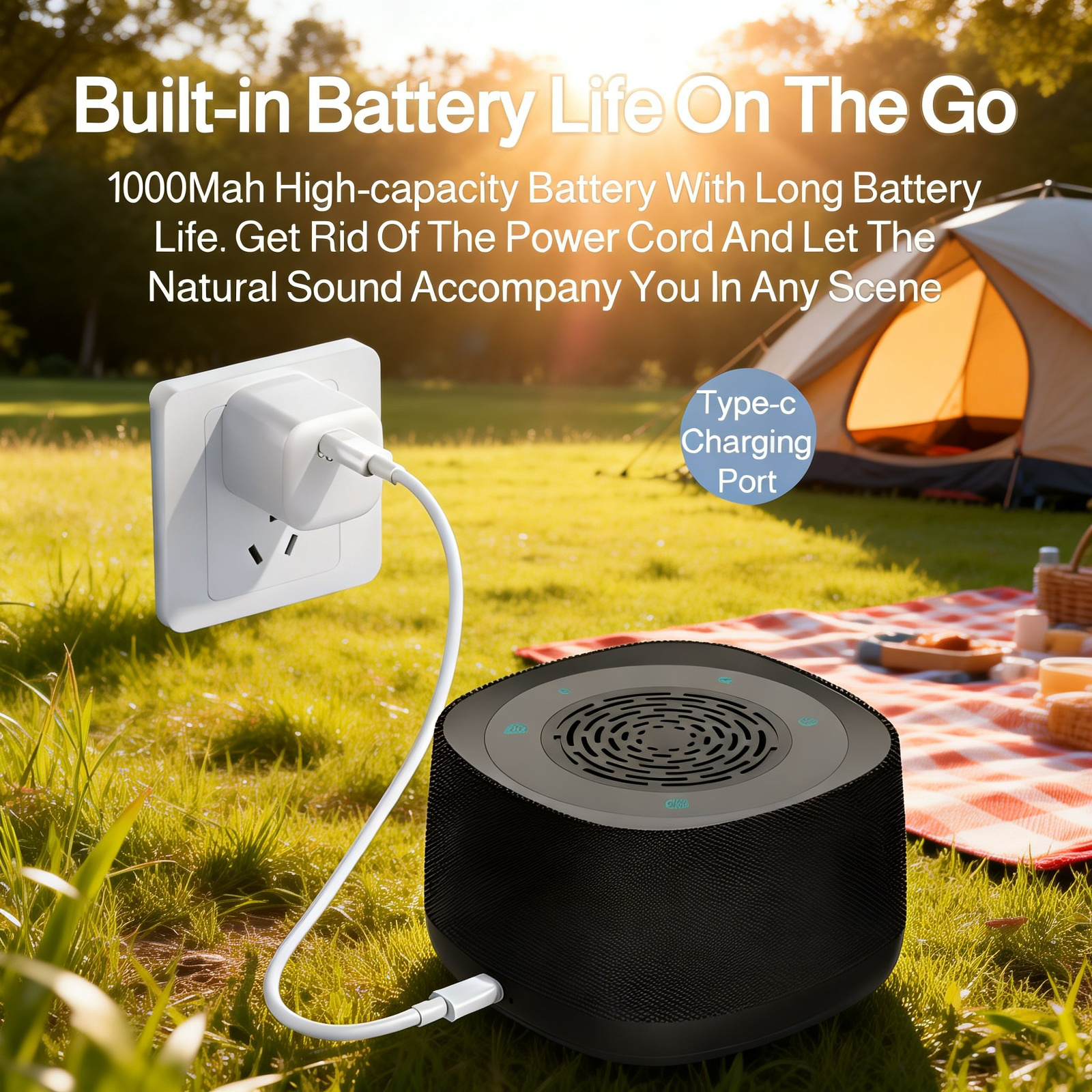 White Noise Bluetooth Speaker Sleep Aid Bedside Stress Relief Wireless Mini Speaker