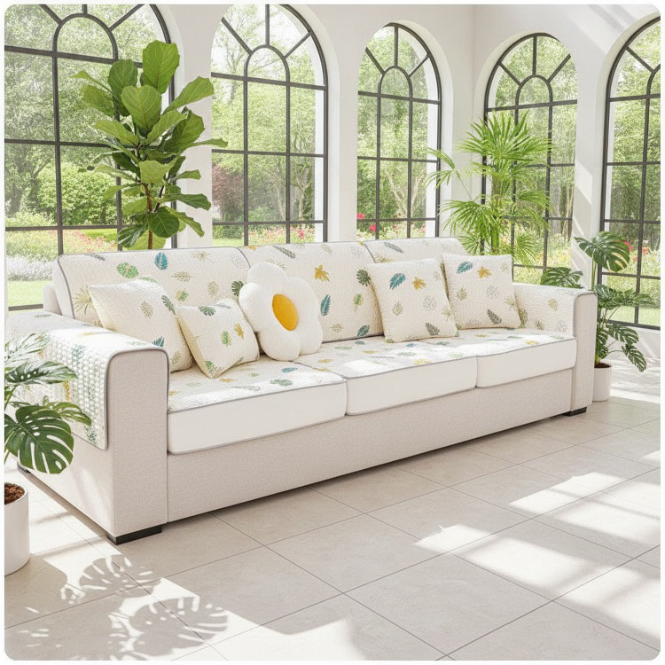 Non-slip Ice Silk Latex Sofa Mat, All-Season Use