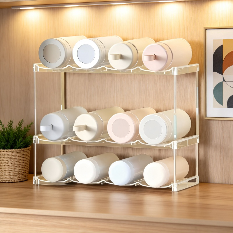 Soporte transparente multifuncional para vasos de agua domésticos