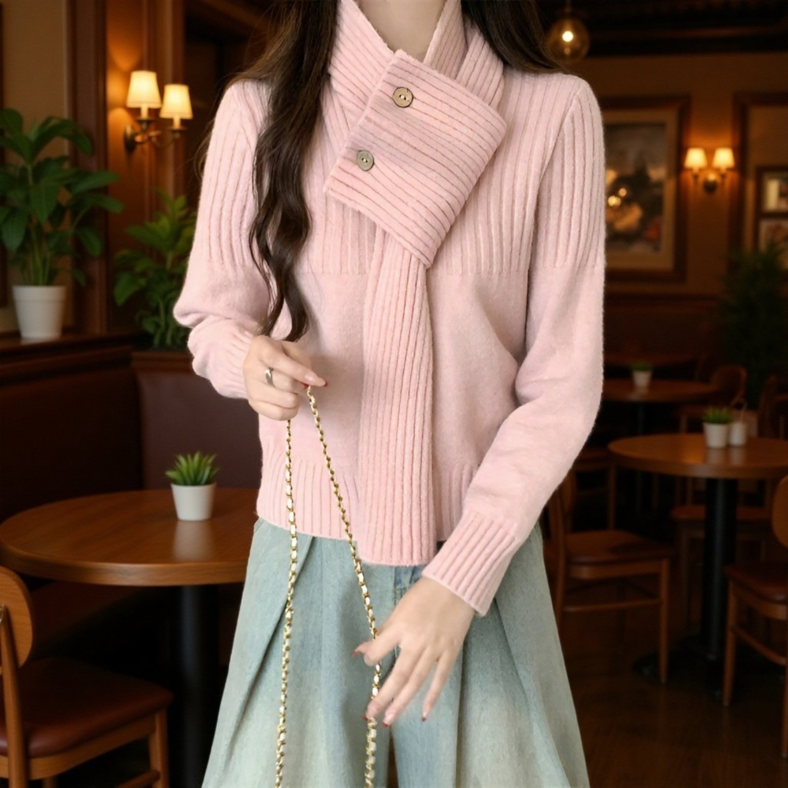 韓国風、エレガントな無地のツーピースセーターセット、レディース、新しい秋冬スタイル、ニットプルオーバーセーター、ファッショナブルで万能なセット。