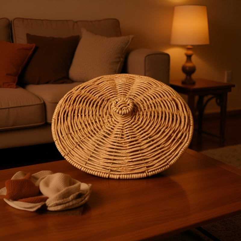 Cesta organizadora de ratán sintético en baño