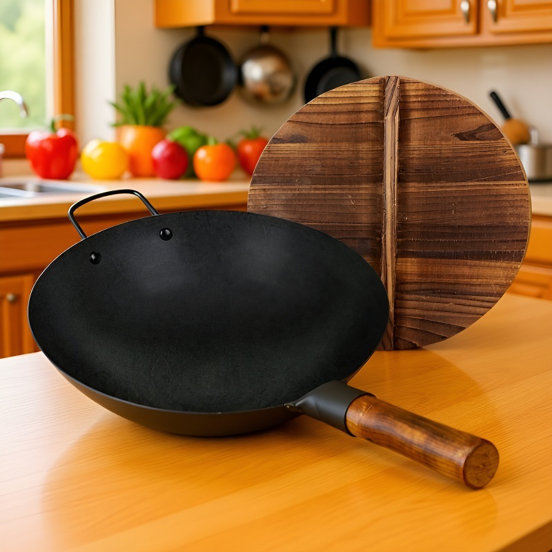 Altmodischer Wok-Topf aus Schmiedeeisen