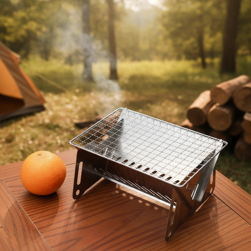 Parrilla de barbacoa portátil con fuego de carbón