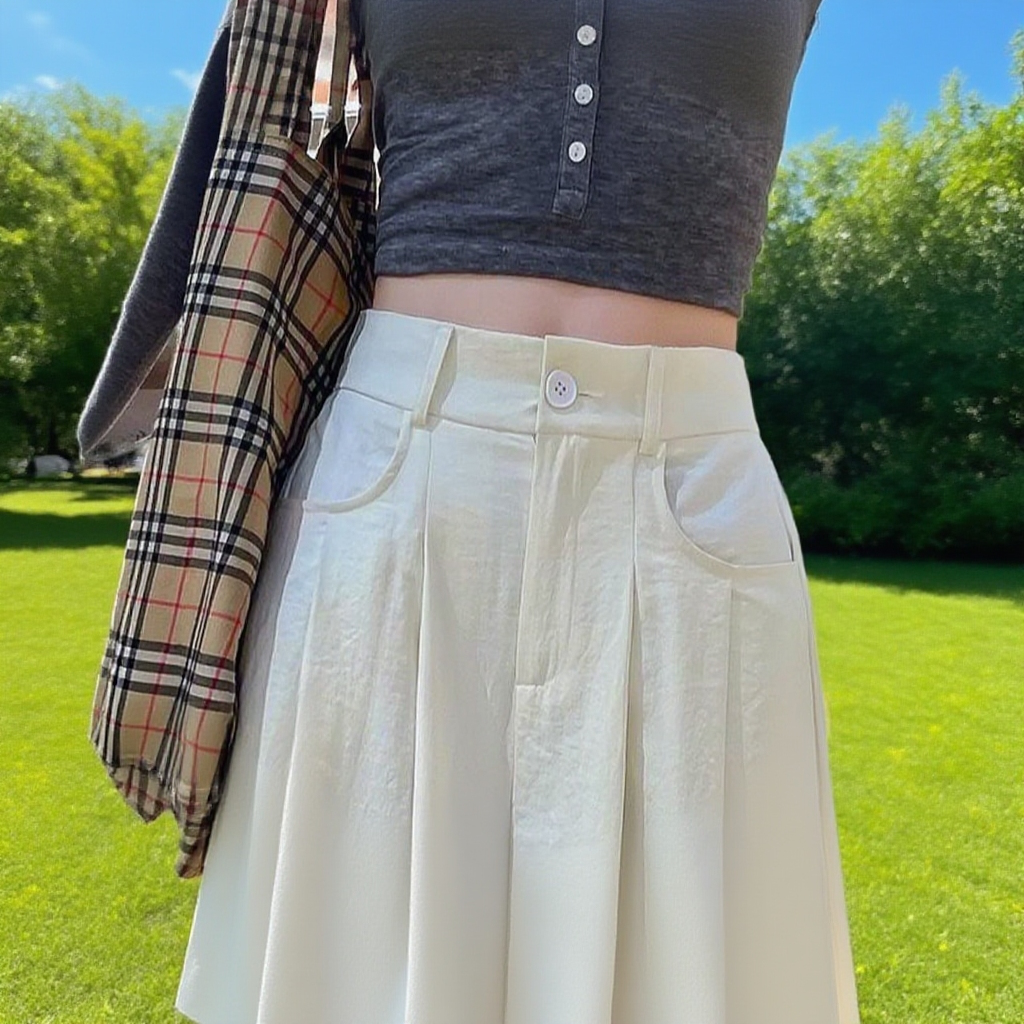 하이웨스트 와이드 슬림핏 캐주얼 팬츠