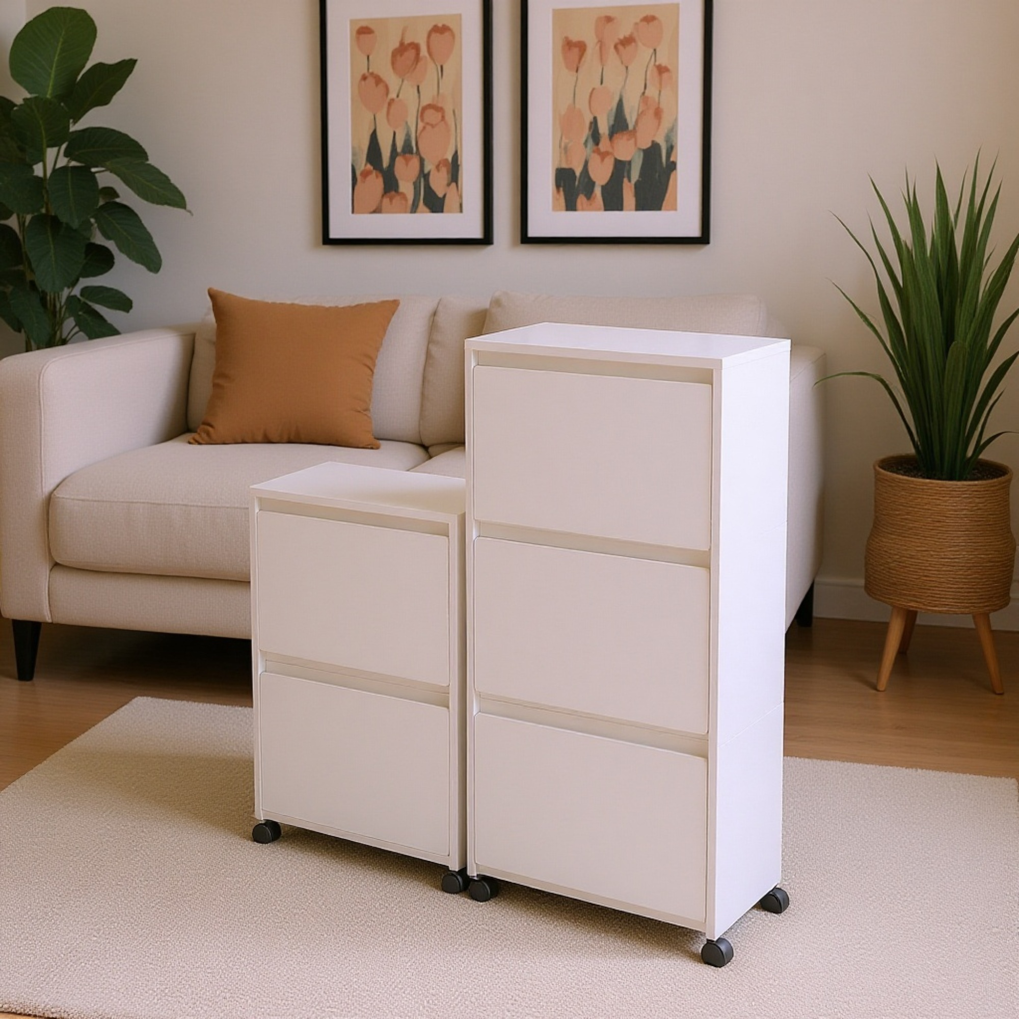 Toy Storage Cabinet with Wheels, Home Living Room Organizer