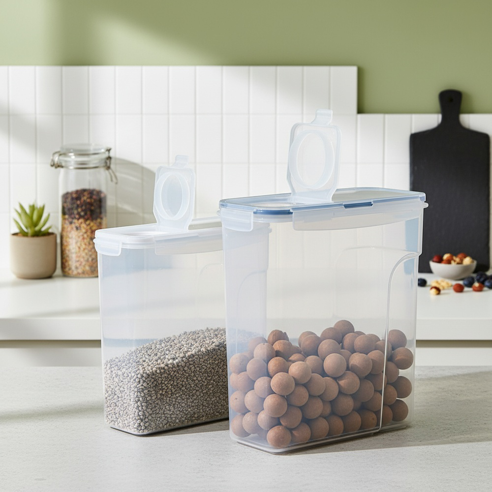 Food-Grade Transparent Plastic Storage Jars for Kimchi and Grains, Airtight Design