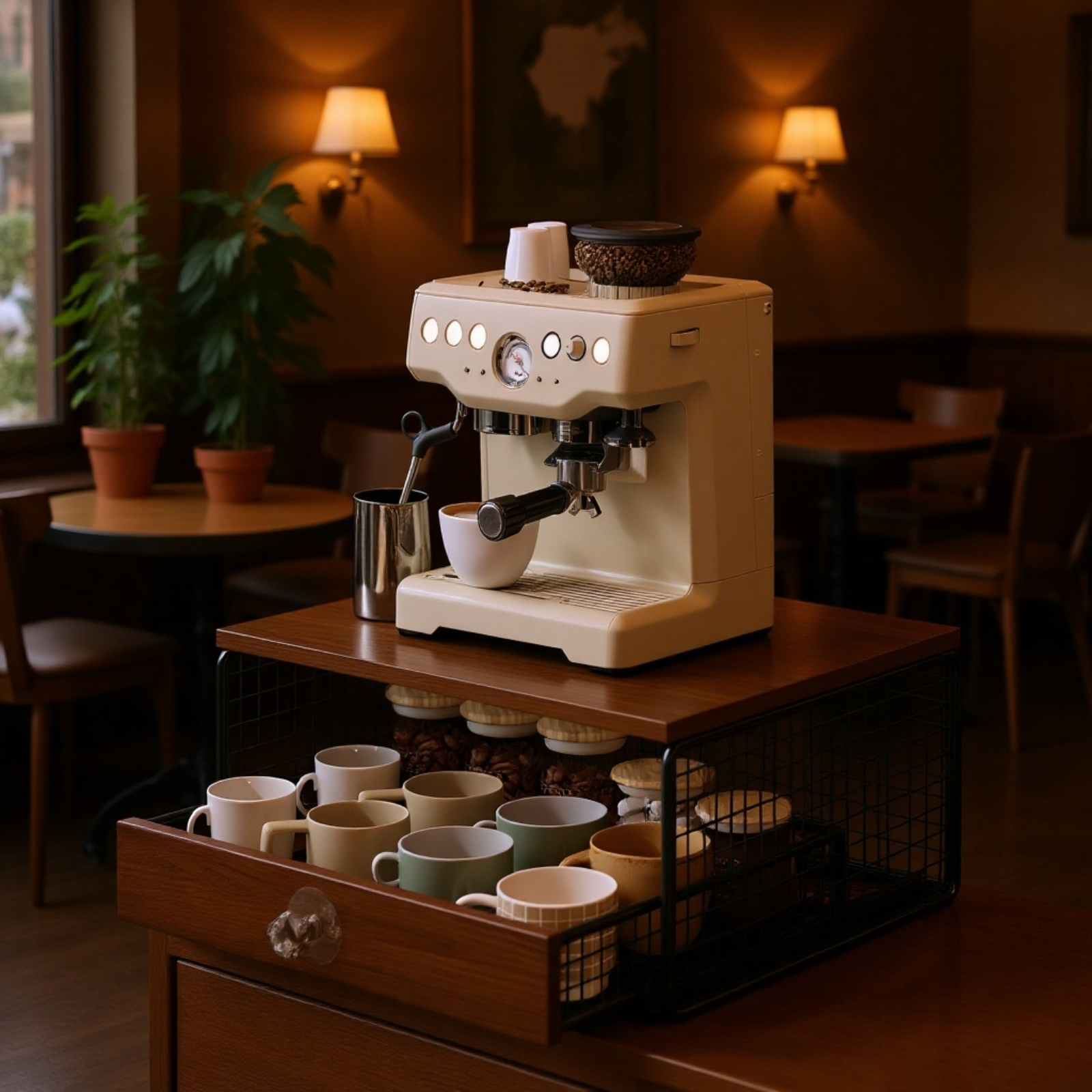 コーヒーマシン用収納ラック 分層式引き出し 組み立て不要