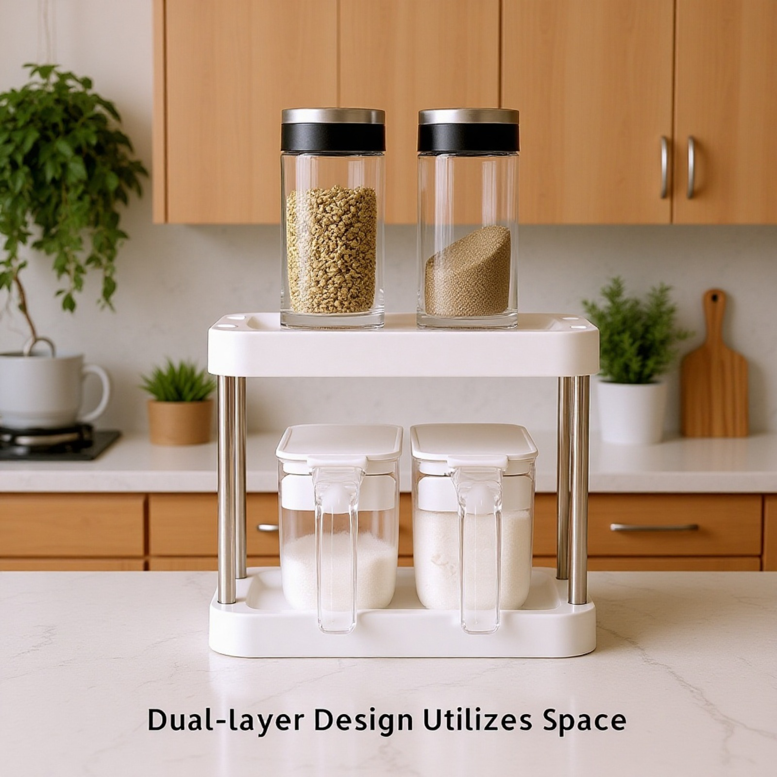 Transparent Spice Jar Organizer for Kitchen Seasonings