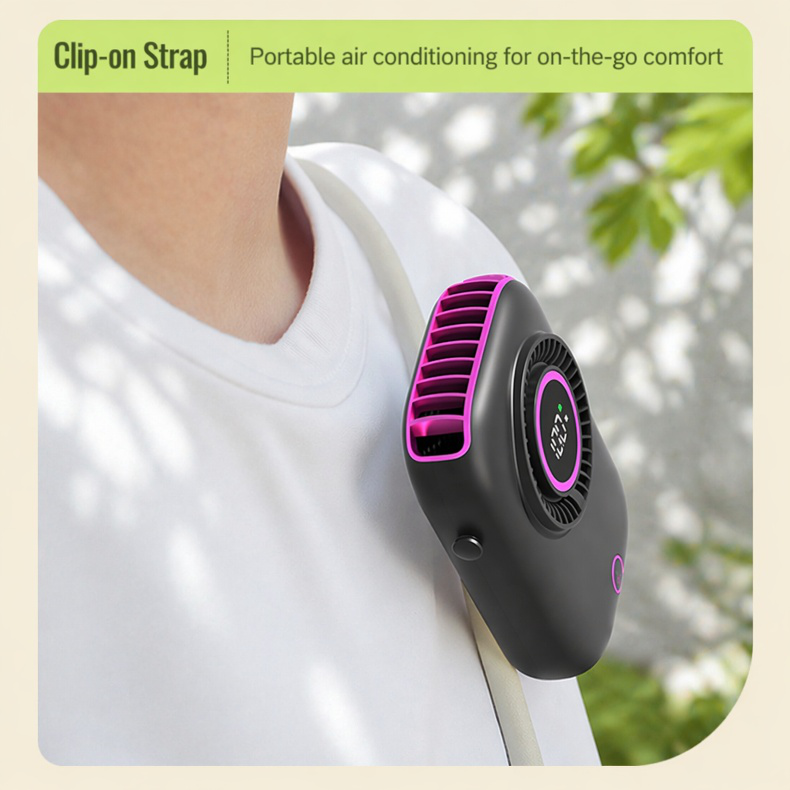 USB rechargeable mini neck fan close-up
