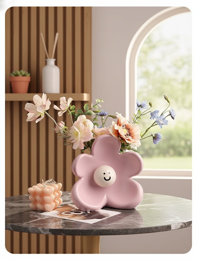 Unique smile face ceramic flower pot