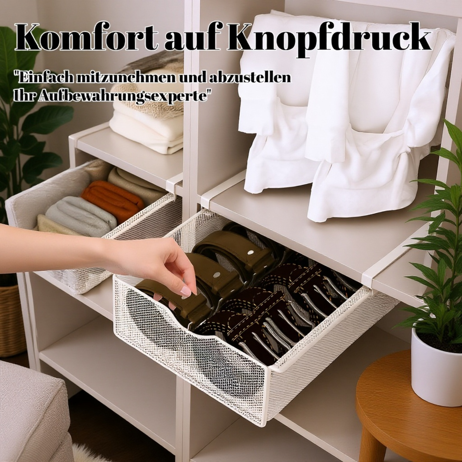 Schubladen-Kleideraufbewahrungskorb für Kleiderschrank, herausziehbare Ablage
