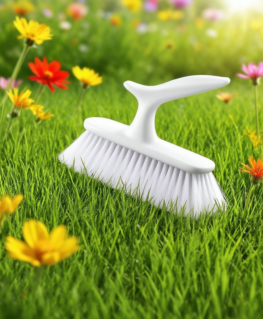 다기능 틈새 브러시로 바닥 틈새 청소하는 모습