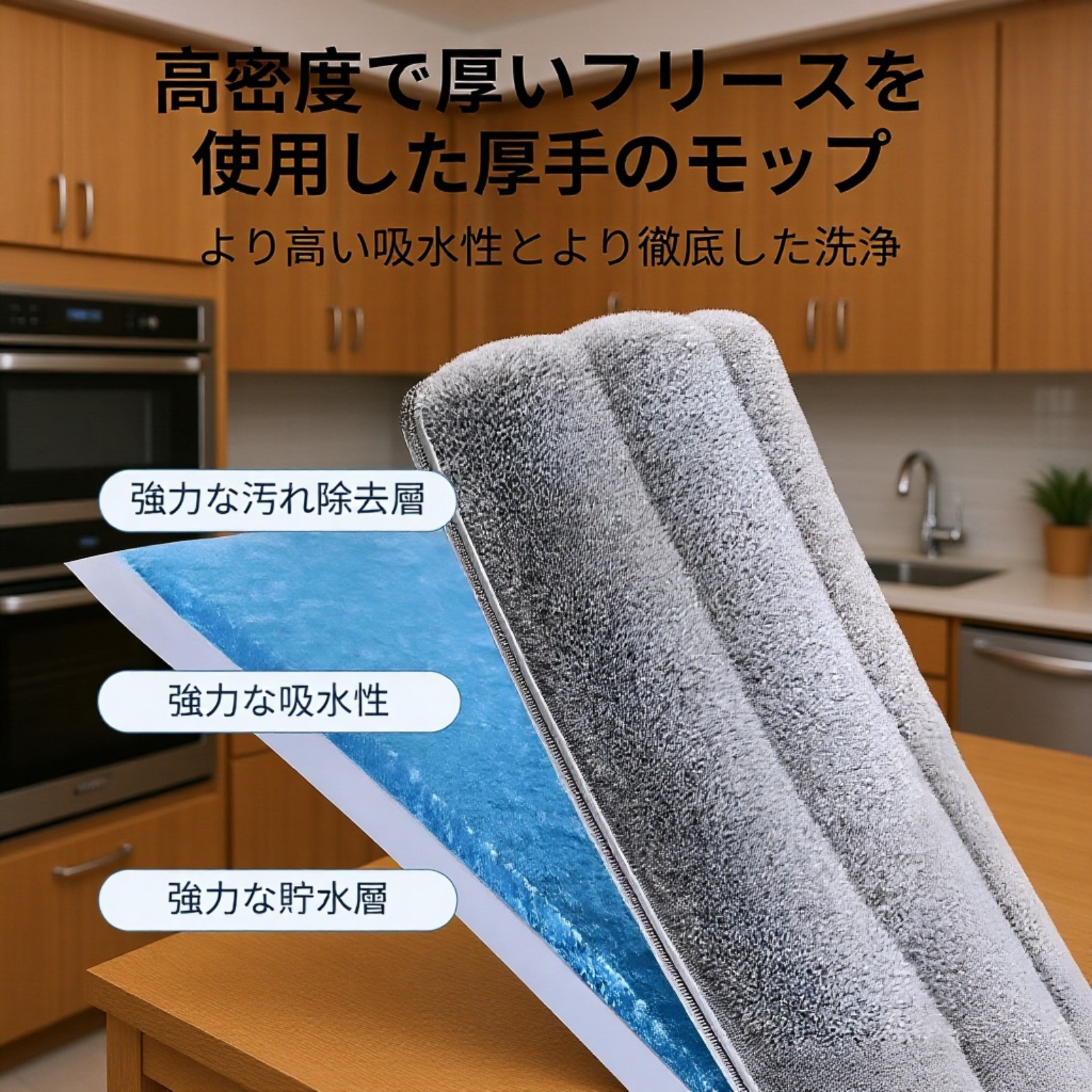 家庭用ワンステップ自動洗浄モップ 乾湿両用
