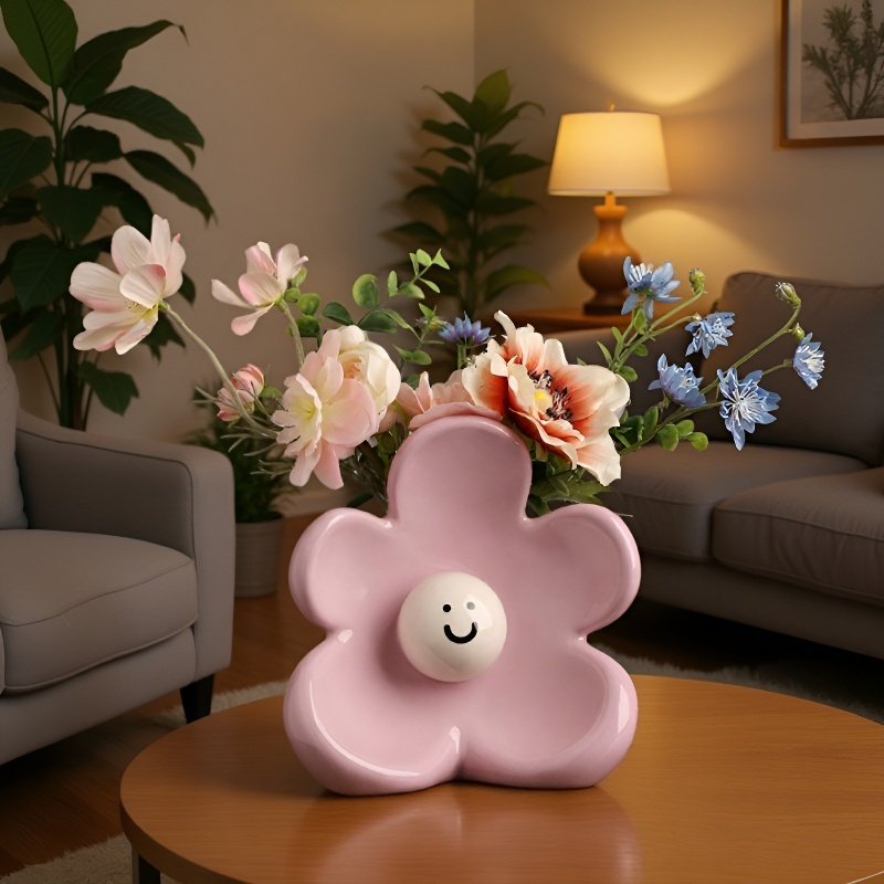 Keramik Blumenvasen mit süßem Design, Dekorative Ornamente für das Wohnzimmer