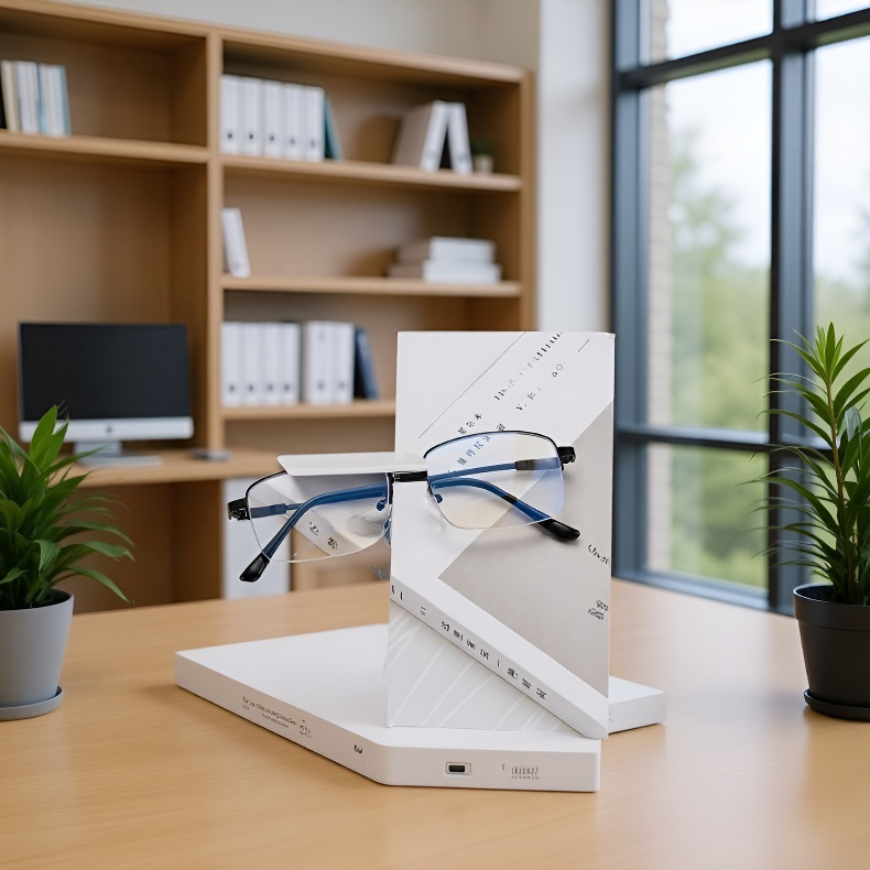 高性能自動調整近視老眼鏡 ブルーライト防止メモリーチタン合金