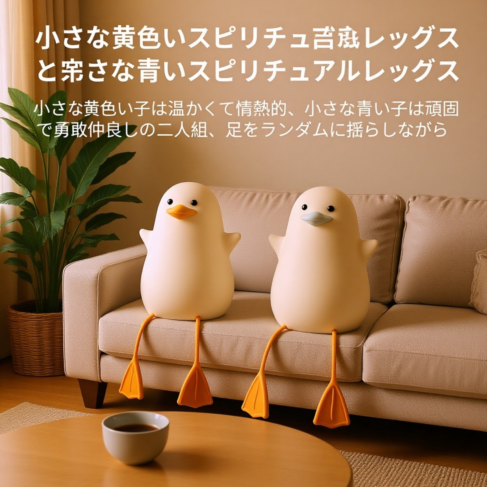 癒し空間を演出するアヒル雰囲気ランプ デスクに設置