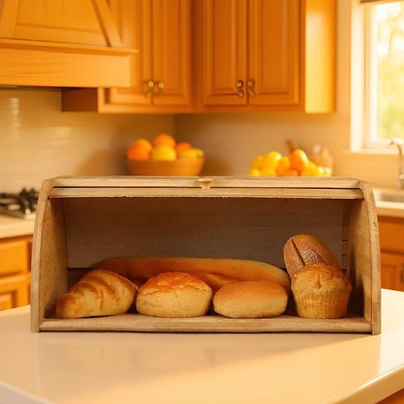 Dřevěný chlebník z bambusu v japonském stylu – domácí vícevrstvá úložná krabice na chleba