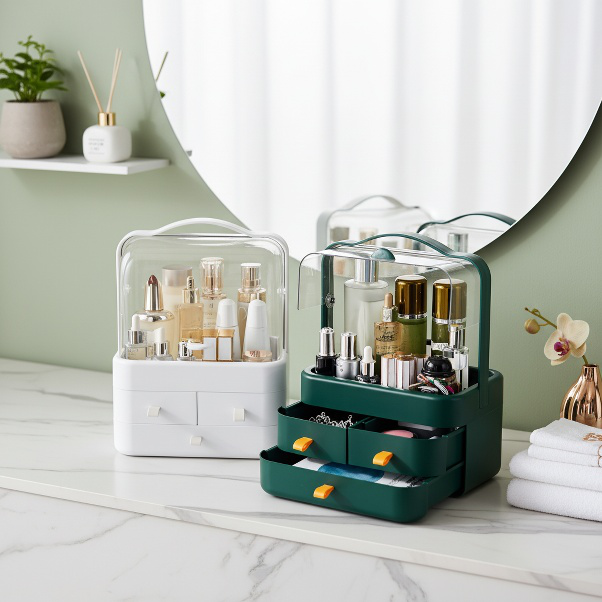Dustproof Large Capacity Desktop Cosmetic Organizer Multi-functional Lipstick Skincare Storage Box