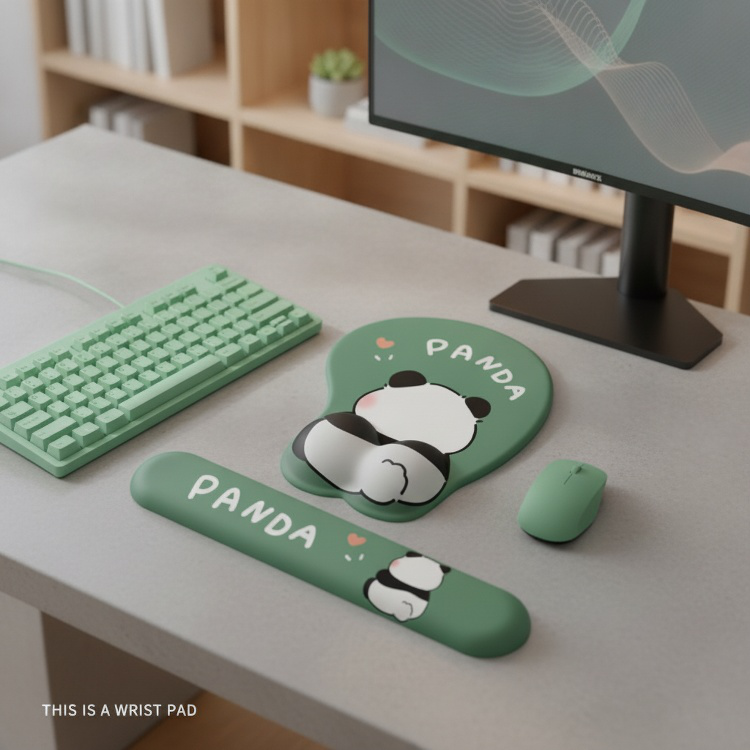 Cute panda-shaped mouse pad, wrist rest, silicone pad, keyboard wrist support, office laptop.