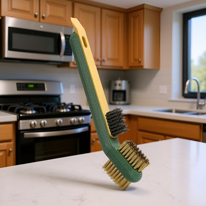 Domácí odmašťovací čisticí kartáč s škrabkou na kuchyňské náčiní