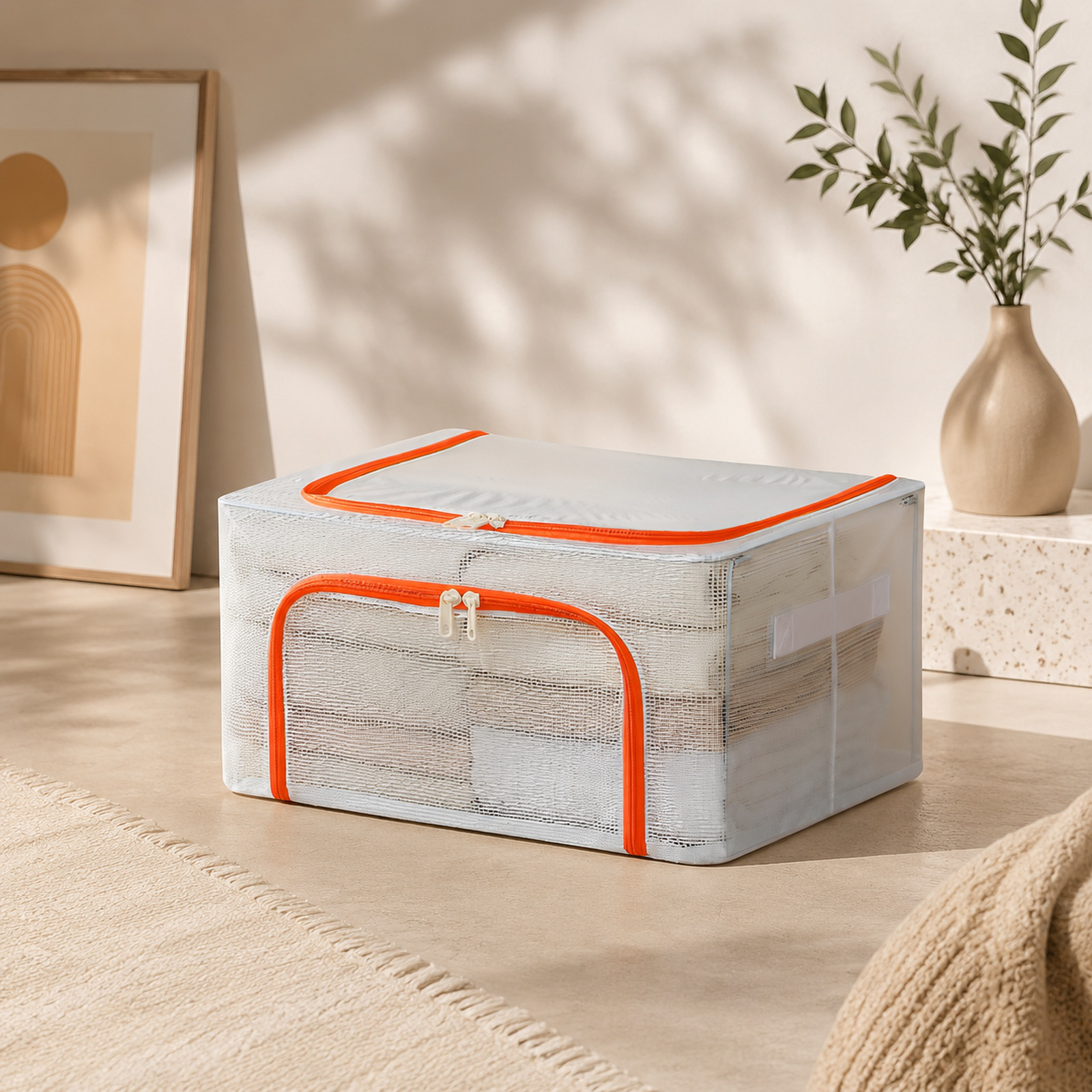 Extra Thick Transparent Storage Box for Clothes, Foldable Flip-Top, Large Capacity