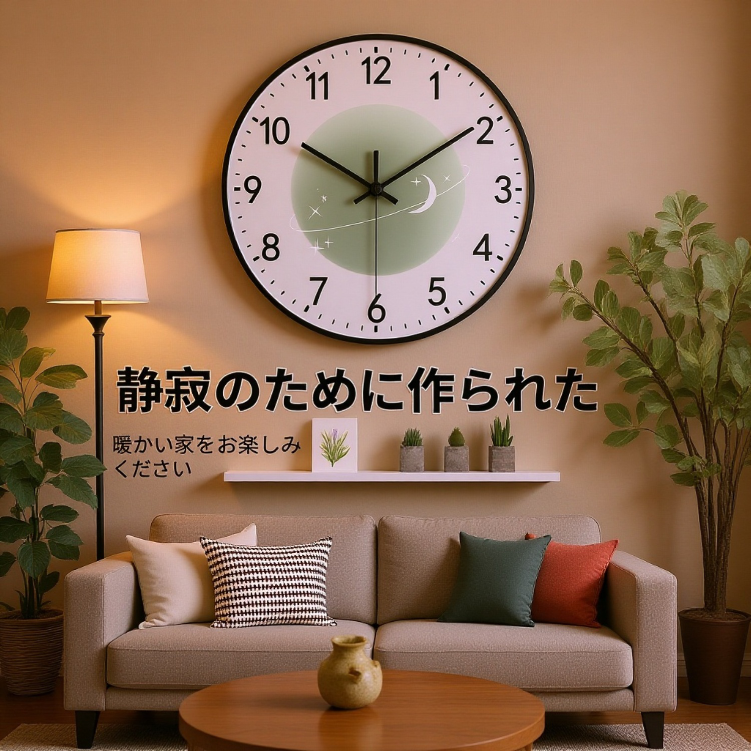 リビング用静音壁掛け時計 個性的な装飾